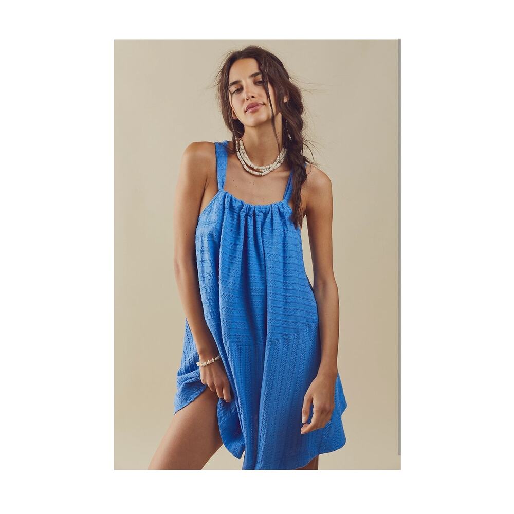 FP Beach Shay Convertible Mini Dress Blue SZ Small Boho Beachy